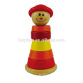 wooden funny face clown stacker toy